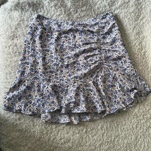 Abercrombie & Fitch Blue and White Floral Ruffle Skirt